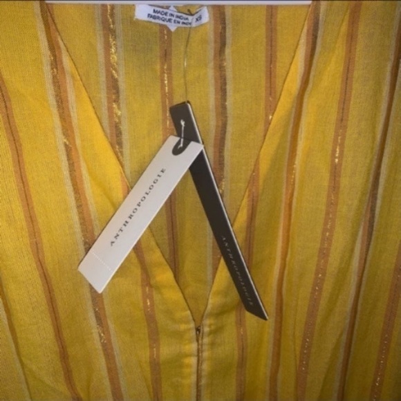 NWT Anthropologie Saylor Boho Yellow Stripe Mini Dress Size XS - Picture 7 of 11